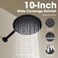 TRUSTMI Matte Black Shower System Wall Mounted Pressure Balance 10Inch Rainfall Shower Set with Brass RoughIn Diverter Valve and Trim Kit