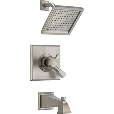 Delta Faucet Dryden 17 Series DualFunction Tub and Shower Trim Kit with SingleSpray TouchClean Shower Head Stainless T17451SS Valve Not Included