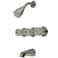 Kingston Brass KB138 3 Acrylic Handle Tub and Shower Faucet Brushed Nickel 5Inch Spout Reach