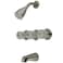 Kingston Brass KB138 3 Acrylic Handle Tub and Shower Faucet Brushed Nickel 5Inch Spout Reach