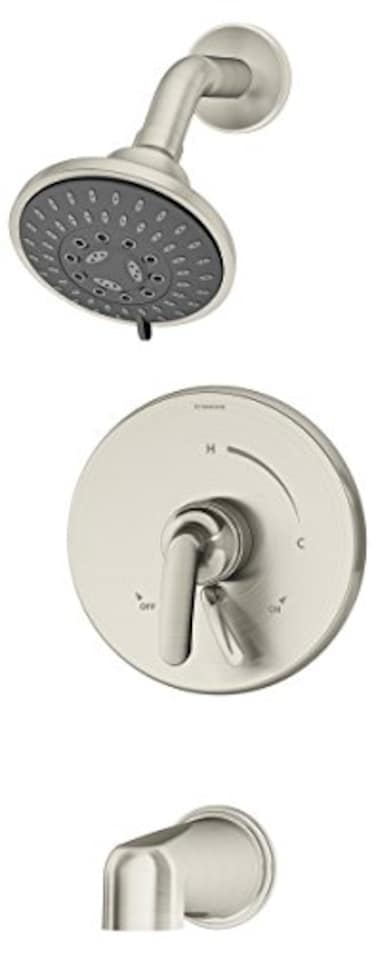 Symmons S5502STNTRM Elm 1 Handle Tub and Shower Faucet System Satin Nickel