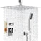 SR SUN RISE 12 Inch Ceiling Mounted Shower System Rain Mixer Combo Set Rainfall Shower Head System Faucet Trim Repair Kits Polished Chrome Roughin Valve Body and Trim Included