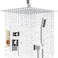 SR SUN RISE 12 Inch Ceiling Mounted Shower System Rain Mixer Combo Set Rainfall Shower Head System Faucet Trim Repair Kits Polished Chrome Roughin Valve Body and Trim Included