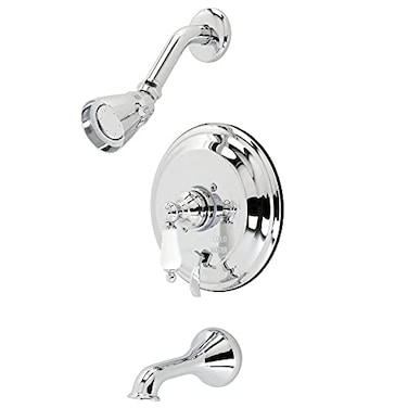 Kingston Brass KB36310PL SingleHandle 3Hole Wall Mount Tub and Shower Faucet in Polished Chrome