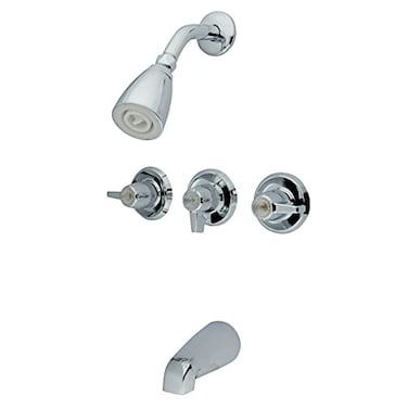 Kingston Brass KB130 TripleHandle Tub and Shower Faucet in Polished Chrome