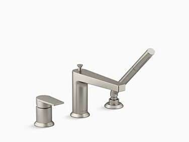 KOHLER 740324BN Taut DeckMount Bath Faucet with Handshower 3Hole Bathtub Faucet with Diverter Spout Bath Spout Vibrant Brushed Nickel