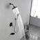 SHAMANDA Luxury Tub Shower Faucet Set with Roundin Valve Wall Mounted Shower System with Waterfall Tub Spout and 6Setting Rain Shower Head with 9Setting Handheld Matte Black L80837