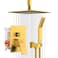 SunCleanse Rainfall Shower Faucet Set Brushed Gold Shower Combo Set for Bathroom with High Pressure 10 inch Shower Head with Handheld Shower Valves Shower Head and Handheld Ceiling Mounted