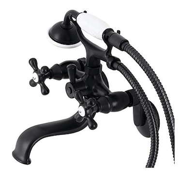 Kingston Brass KS226MB Kingston Wall Mount Tub Faucet with Hand Shower Matte Black