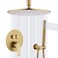 TRUSTMI 12 Inch Ceiling Mount Rain Shower System Complete 3in1 Set with Handheld Spray and PushButton Diverter cUPC Pressure Balanced Valve All Solid Brass Brushed Gold