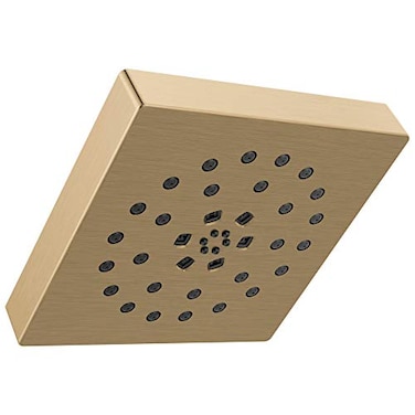 Delta 4Setting Brushed Gold Shower Head with H2Okinetic Spray 4 Inch Square Shower Head Showerheads 175 GPM Flow Rate Champagne Bronze 52484CZ