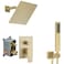 Heable Brushed Gold Shower System with High Pressure 8 Rainfall Shower Head Handheld Shower head Bathroom Luxury Rain Mixer Shower Combo Set Wall Mounted Shower Faucet Roughin Valve and Trim Kit