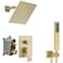 Heable Brushed Gold Shower System with High Pressure 8 Rainfall Shower Head Handheld Shower head Bathroom Luxury Rain Mixer Shower Combo Set Wall Mounted Shower Faucet Roughin Valve and Trim Kit