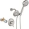 Aolemi Shower Faucet Set Rain Shower Head System Shower Trim Kit Pressure Roughin Valve Included ABS 8 Setting Dual Shower Head and Handheld Spray Brushed Nickel