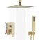 JingGang 10 Inch Ceiling Mounted Shower System Rain Mixer Shower Combo Set Rainfall Shower Head System Brushed Gold Shower Faucet Roughin Valve Body and Trim Kit Included