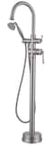 Hangoro Classic Free Standing Tub Faucet Solid Brass Construction Floor Mounted Design Antique Handheld Sprayer High Flow Rate 360 Degree Swivel Spout Brushed Nickel Finish