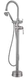 Hangoro Classic Free Standing Tub Faucet Solid Brass Construction Floor Mounted Design Antique Handheld Sprayer High Flow Rate 360 Degree Swivel Spout Brushed Nickel Finish
