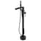 Wowkk Waterfall Freestanding Bathtub Faucet Oil Rubbed Bronze Floor Mount Tub Filler Brass Single Handle Bathroom Faucets with Hand Shower
