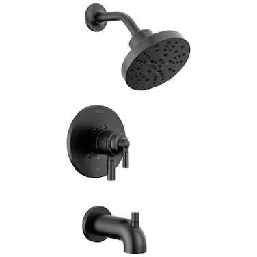 Delta T17435 Saylor Monitor 17 Series Dual Function Pressure Balanced Tub and Shower with Integrated Volume Control Less RoughIn Valve Matte Black