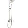Cinwiny Wall Mounted Outdoor Shower Set Brushed Nickel 6 Inch Square Rainfall Shower Head with Hand Held Spray Double Cross Handles with Adjustable Slide Bar Exterior Dual Function Shower Kit