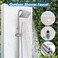 Cinwiny Wall Mounted Outdoor Shower Set Brushed Nickel 6 Inch Square Rainfall Shower Head with Hand Held Spray Double Cross Handles with Adjustable Slide Bar Exterior Dual Function Shower Kit