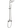 Cinwiny Wall Mounted Outdoor Shower Set Brushed Nickel 6 Inch Square Rainfall Shower Head with Hand Held Spray Double Cross Handles with Adjustable Slide Bar Exterior Dual Function Shower Kit