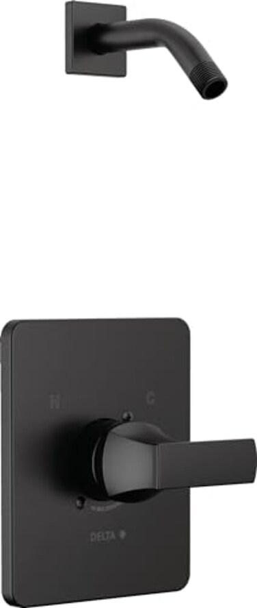 Delta Faucet Velum 14 Series SingleFunction Black Shower Valve Trim Kit Shower Handle Delta Shower Trim Kit Matte Black T14237BLLHD Shower Head and Valve Not Included