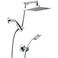 BRIGHT SHOWERS High Pressure Rain Shower Head Combo with Double Extension Arm 8 Inch Rainfall Shower Head with Handheld Spray Height Adjustable Dual Square Showerhead Set Chrome
