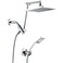BRIGHT SHOWERS High Pressure Rain Shower Head Combo with Double Extension Arm 8 Inch Rainfall Shower Head with Handheld Spray Height Adjustable Dual Square Showerhead Set Chrome