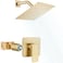 Heyalan Shower Faucet Set with Valve Bathroom Rainfall Shower System Wall Mount Single Handle Shower Trim Kit Rainfall Fixed Shower Head 8 Inch Square Shower HeadBrushed Gold