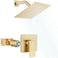 Heyalan Shower Faucet Set with Valve Bathroom Rainfall Shower System Wall Mount Single Handle Shower Trim Kit Rainfall Fixed Shower Head 8 Inch Square Shower HeadBrushed Gold