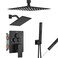 Aolemi Shower Faucet Set Ceiling Mount Shower System Roughin Valve and Shower Trim Kit 2 in 1 Handheld Spray Push Button Diverter 10 and 6 Inch Dual Shower Head Matte Black