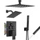 Aolemi Shower Faucet Set Ceiling Mount Shower System Roughin Valve and Shower Trim Kit 2 in 1 Handheld Spray Push Button Diverter 10 and 6 Inch Dual Shower Head Matte Black