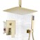 BANGPU Ceiling Mount Shower Faucet Set 10 Inch Rainfall Shower Head with High Flow Handheld Bathroom Shower System Set with Valve Ceiling Rain Shower Head System Brushed Gold