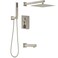 Lava Odoro Modern 3Setting Square Shower and Tub Faucet Set with Shower Head and Handheld Sprayer Brushed Nickel Rainfall Shower System with Tub Spout Shower Valve Trim Kit SF103BNT