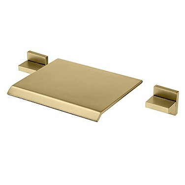 SUMERAIN Waterfall Tub Faucet Wall Mount Bathtub Faucet with Valve Brushed Gold Tub Filler 3 Hole High Flow