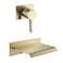 sumerain Wall Mount Tub Faucet Brushed Brass with Waterfall Tub Spout and Rough in Valve High Flow