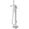 Aolemi Freestanding Bathtub Faucet Floor Mount Tub Filler Single Handle Brass Standing Bathtub Tap with Handheld Spray Swivel Right Angle Spout Brushed Nickel