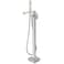 Aolemi Freestanding Bathtub Faucet Floor Mount Tub Filler Single Handle Brass Standing Bathtub Tap with Handheld Spray Swivel Right Angle Spout Brushed Nickel