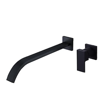 BEIYI Matte Black Wall Mount Tub Filler Bath Tub Faucet with Extra Long Tub Spout Single Handle Bathtub Faucets Set
