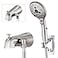 PROOX All Metal Tub Spout with Diverter 6 Settings Hand held Shower with ONOff Pause Switch Bathtub Faucet with Sprayer Brushed Nickel