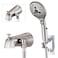 PROOX All Metal Tub Spout with Diverter 6 Settings Hand held Shower with ONOff Pause Switch Bathtub Faucet with Sprayer Brushed Nickel