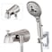 PROOX All Metal Tub Spout with Diverter 6 Settings Hand held Shower with ONOff Pause Switch Bathtub Faucet with Sprayer Brushed Nickel