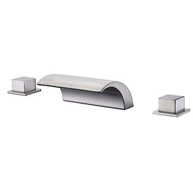 sumerain Roman Tub Faucets Brushed NickelWaterfall Spout for High Flow RateInclude Valve and Trim Set