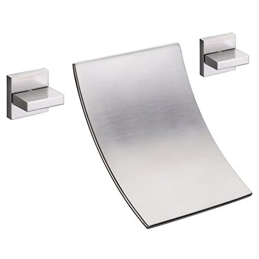 SUMERAIN Wall Mount Waterfall Tub Faucet 3 Hole Brushed Nickel Bathtub Faucet Extra High Flow Rate