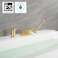 sumerain 3 Hole Roman Tub Faucet with Hand Shower High Flow Single Handle Waterfall Bathtub Filler Brushed Gold Finish