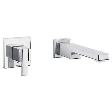 Moen 90 Degree Chrome Single Handle Wall Mount Tub Filler High Flow Tub Faucet with 10 Spout Reach WTS911