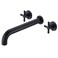 SUMERAIN Wall Mount Tub Filler Matte Black Bathtub Faucet High Flow Two Cross Handles with Rough in Valve Extra Long Spout