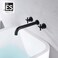 SUMERAIN Wall Mount Tub Filler Matte Black Bathtub Faucet High Flow Two Cross Handles with Rough in Valve Extra Long Spout
