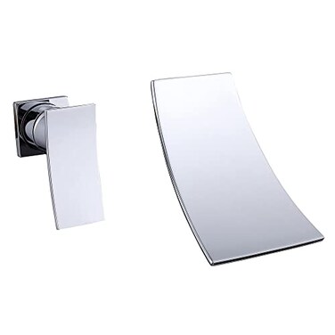 sumerain Waterfall Tub Faucet Set Wall Mounted Bathtub Filler LeftHanded Single Handle Chrome